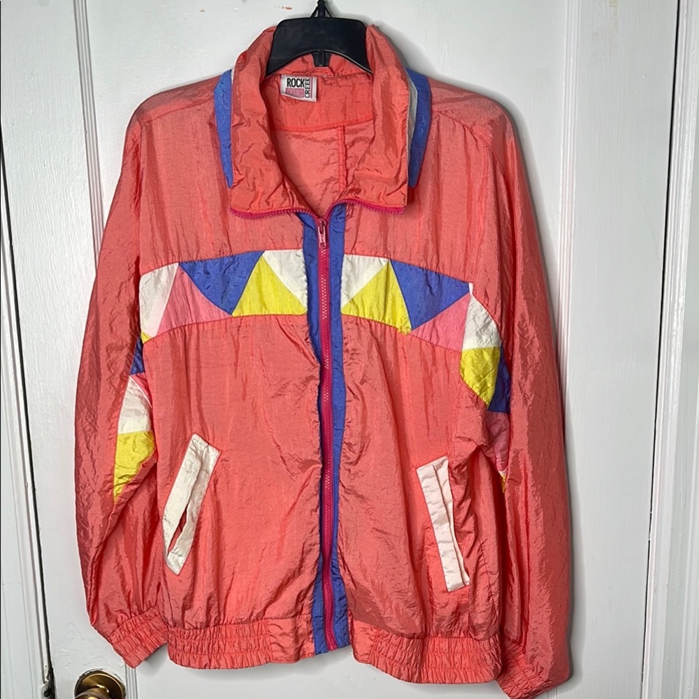 Vintage Rock Creek Casuals Windbreaker Jacket Colorful Zip 90s Oversized Light